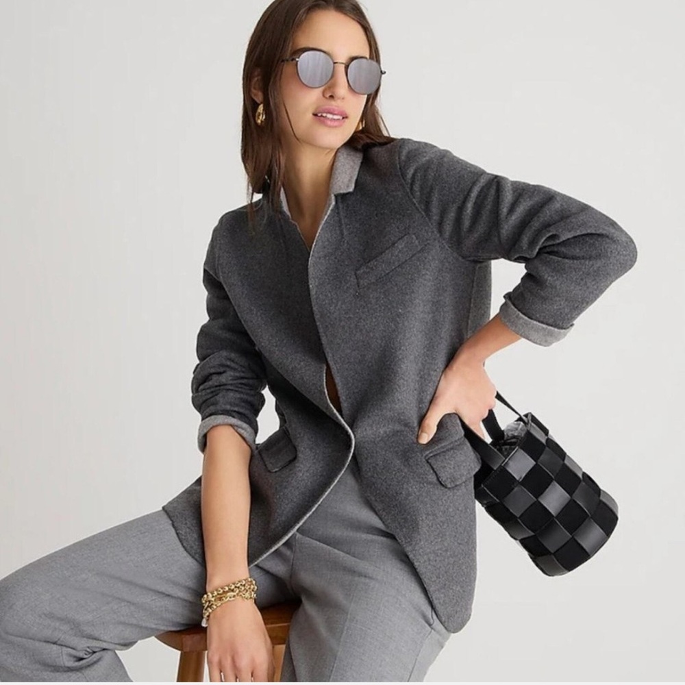 J. Crew Leighton Double-Faced Wool Blazer Jacket in Gray Size 8